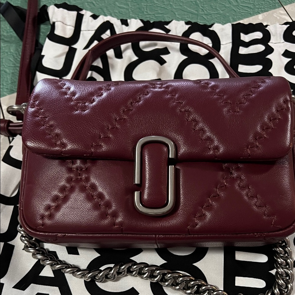Marc Jacobs Dark Red Quilted Crossbody Bag